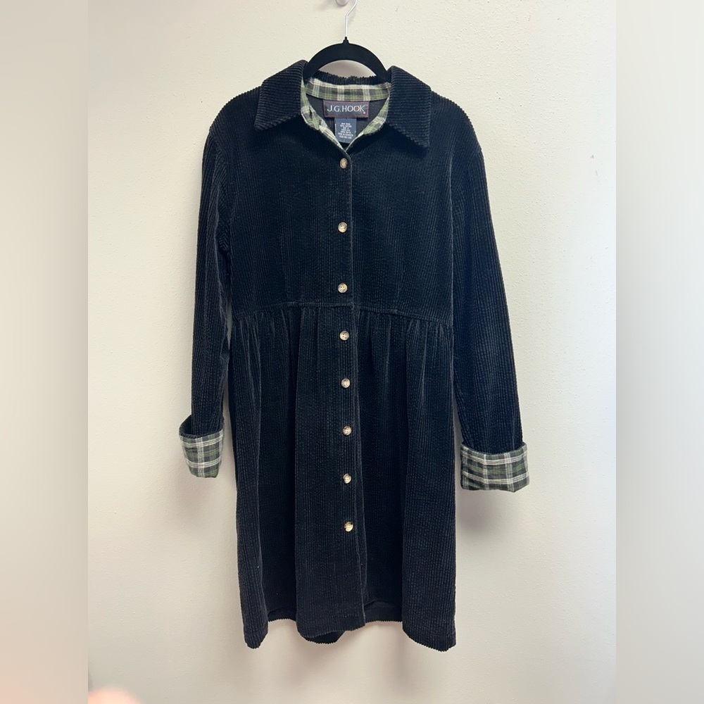 Dark Cottagecore Prairie Modest Black Corduroy Size 8 Vintage Dress Shacket Boho - Picture 12 of 12